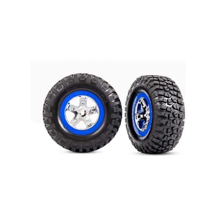 Traxxas kolo 2.2/3.0", disk SCT chromovaný/modrý, pneu KM2 (2)