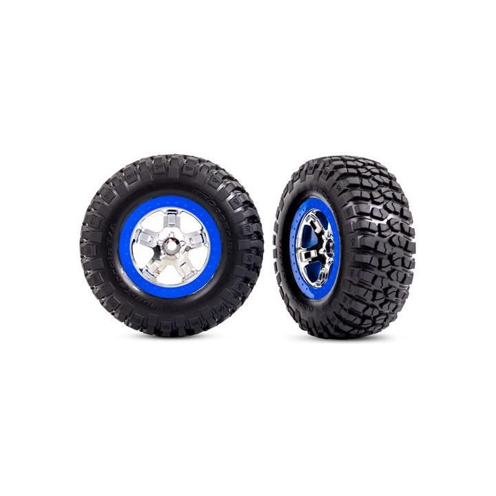 Traxxas kolo 2.2/3.0", disk SCT chromovaný/modrý, pneu KM2 (2) (2WD přední)