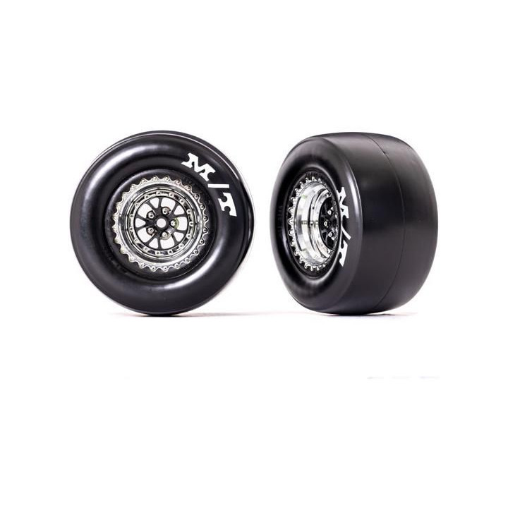 Traxxas kolo, disk Weld chrom/černý, pneu sticky (2) (zadní)