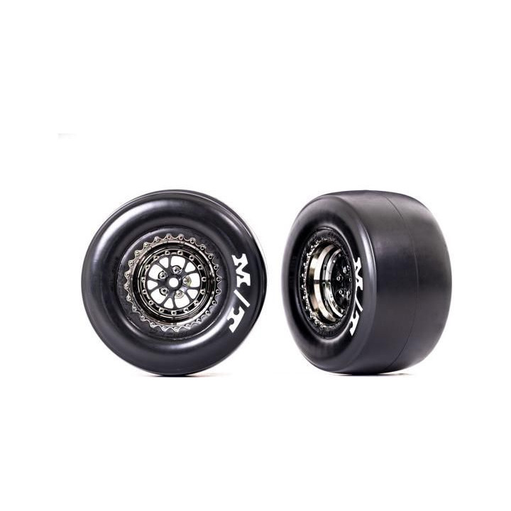 Traxxas kolo, disk Weld černě chromovaný, pneu sticky (2) (zadní)