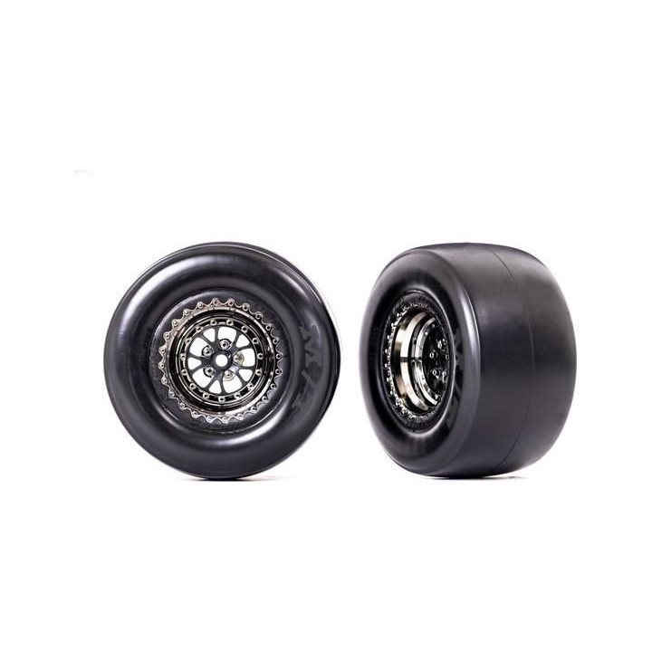 Traxxas kolo, disk Weld černě chromovaný, pneu smoke (2) (zadní)