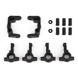 RC10B6.4 -1mm plastové náboje kol a přední držáky nábojů řízení včetně vložek, 2+2+2 ks.
