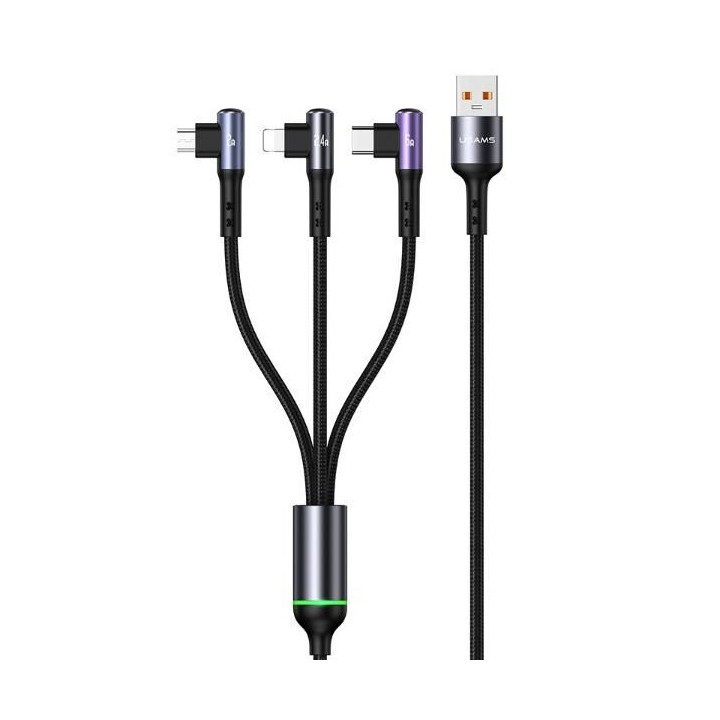 3in1 Right-angle 66W Fast Charging & Data Cable (L + C + M)