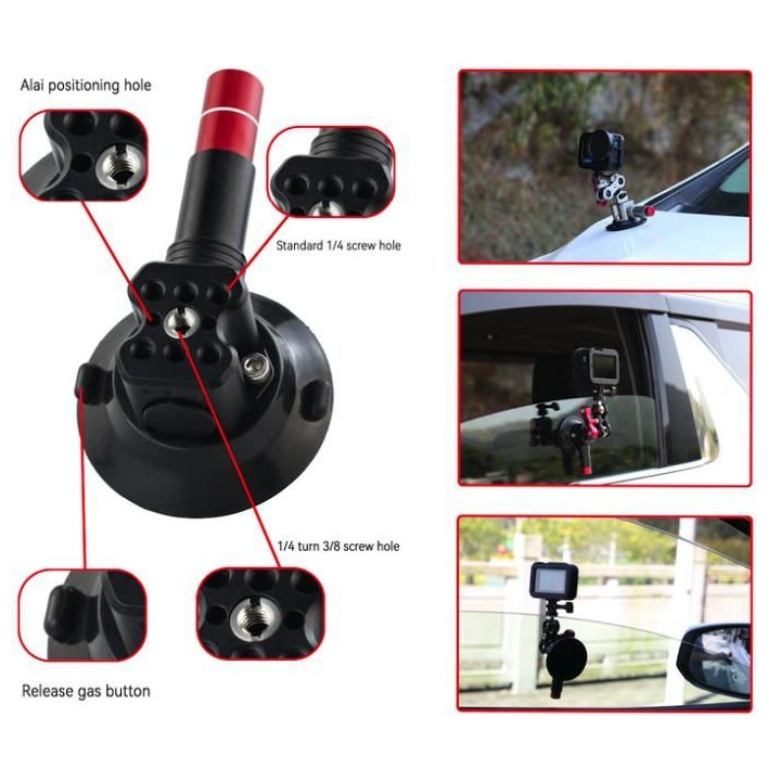 CNC Quick Release Vehicle Suction Mount (3inch) Titanium