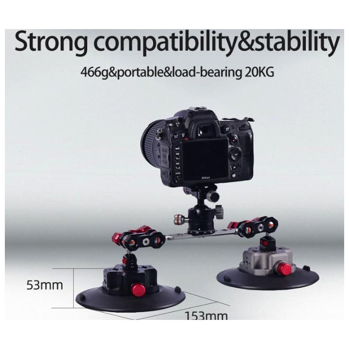 CNC Quick Release Vehicle Suction Mount (6inch) Black