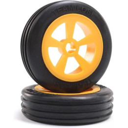Losi kolo přední s pneu Rib, oranžové (2): Mini JRX2