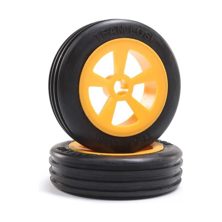 Losi kolo přední s pneu Rib, oranžové (2): Mini JRX2