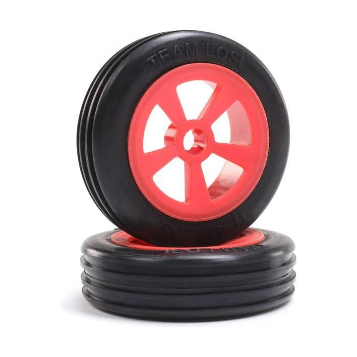 Losi kolo přední s pneu Rib, červené (2): Mini JRX2