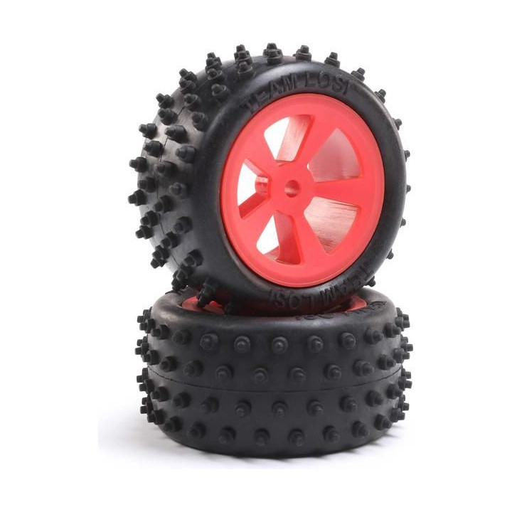 Losi kolo zadní s pneu 4 Row, červené (2): Mini JRX2