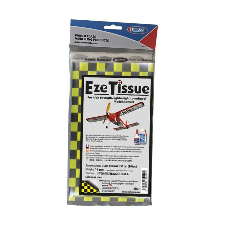Eze Tissue potahovací papír 14g/m2 75x50cm kostkovaný žluto-černý (3ks)