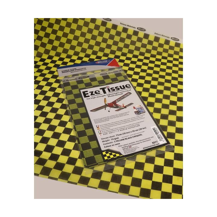 Eze Tissue potahovací papír 14g/m2 75x50cm kostkovaný žluto-černý (3ks)