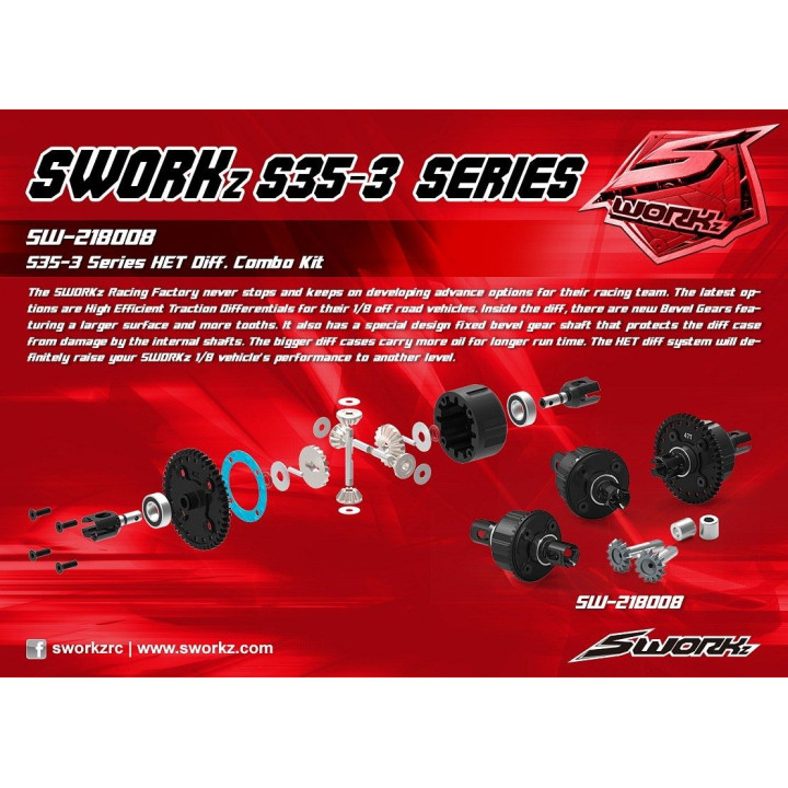 SWORKz HET BUGGY středový/př./zad. kompletní diferenciály, 1+1+1 ks.