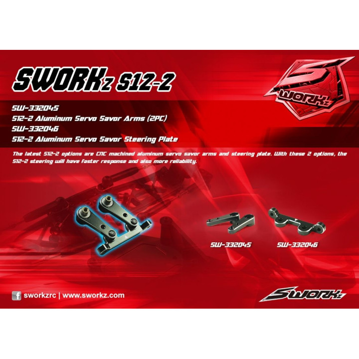 SWORKz S12-2 černé hlíníkové servopáky servosaveru, 2 ks.