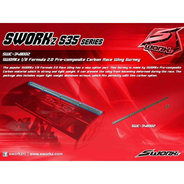 SWORKz PRO uhlíkový FLAP/hrana pro křídlo FORMULA 2.0 RACE, 1 ks.