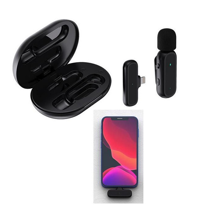 Bezdrátový klopový mikrofon 2,4G Lightning (s Akus a nabíjecím pouzdrem)