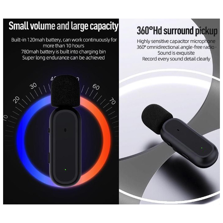 Bezdrátový klopový mikrofon 2,4G Lightning (s Akus a nabíjecím pouzdrem)