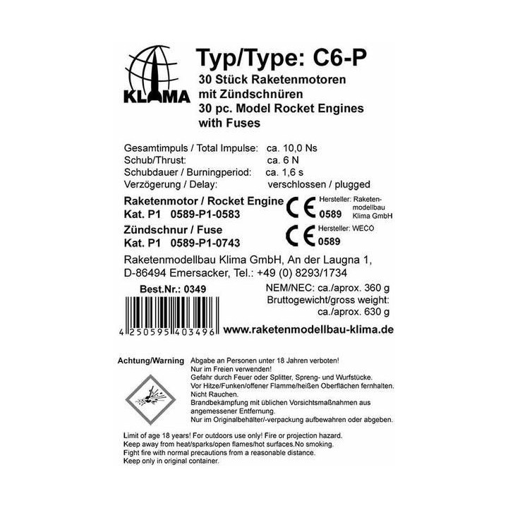 Klima raketový motor C6-P (30ks)