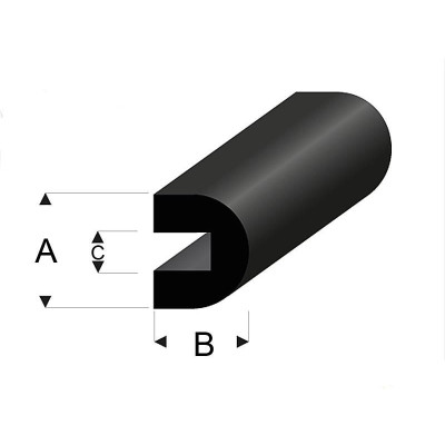 Raboesch profil gumový zaoblený s drážkou 10x9mm 2m