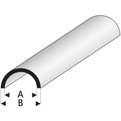 Raboesch profil ASA trubka půlkruhová 3.5x5x1000mm