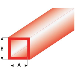 Raboesch profil ASA trubka čtvercová transparentní červená 5x6x330mm (5)