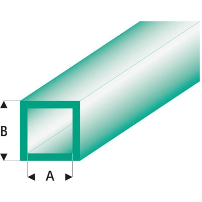 Raboesch profil ASA trubka čtvercová transparentní zelená 4x5x330mm (5)