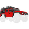 Traxxas karosérie Land Rover Defender červená, pro RC model auta TRX-4M. Bez-sponková karoserie v měřítku 1:18 z ABS, kompletní, včetně čirých oken, makety rezervního kola, kanystrů, heveru, lemů blatníků, bočních zrcátek a dalších detailů.