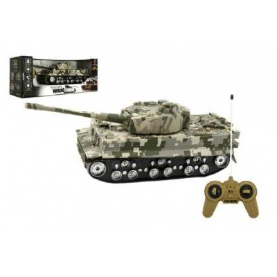 Tank RC TIGER I plast 25cm na batĂ©rie so zvukom sa svetlom v krabici 34x14x14cm
