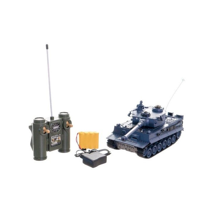 Tank RC plast 33cm TIGER 40MHz na batérie + dobíjacie pack so zvukom a svetlom v krabici 40x15x19