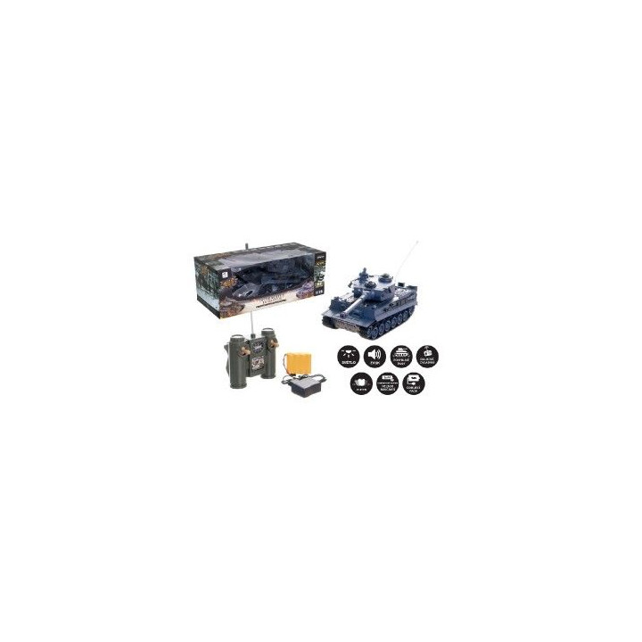 Tank RC plast 33cm TIGER 40MHz na batérie + dobíjacie pack so zvukom a svetlom v krabici 40x15x19