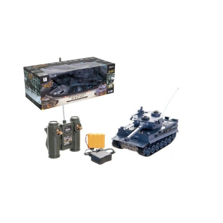 Tank RC plast 33cm TIGER 40MHz na batérie + dobíjacie pack so zvukom a svetlom v krabici 40x15x19