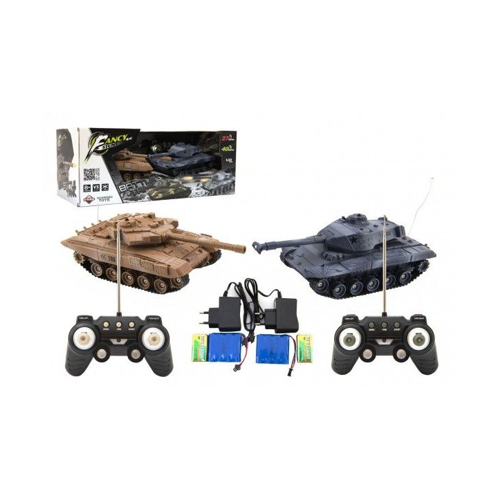 Tank RC 2ks 25cm tanková bitka + dobíjacia pack 27MHZ a 40MHz so zvukom sa svetlom v krabici 50x20