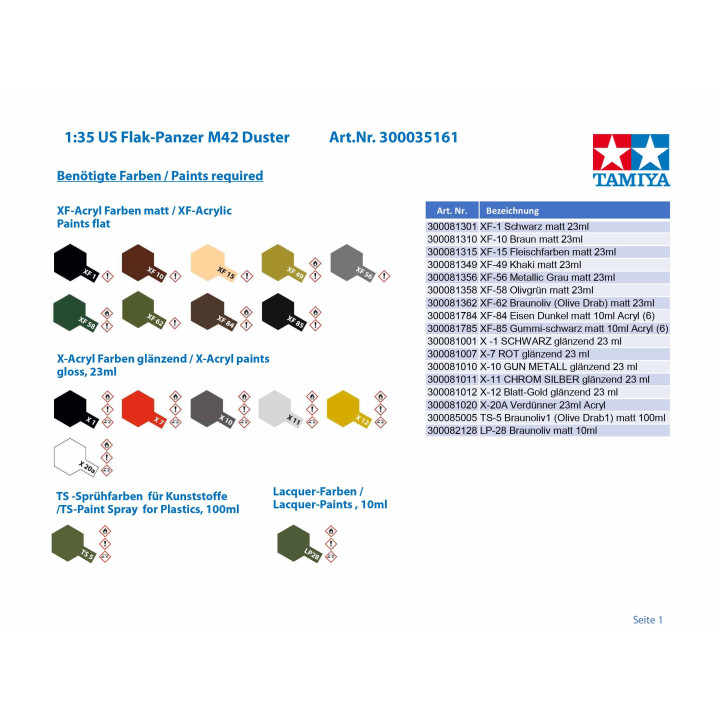 Tamiya 1:35 US M42 Duster w:3 Figures