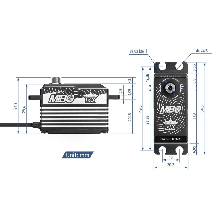 MIBO Drift King Alu Black LP Programmable (RWD Drift Spec/33.0kg/8.4V) Brushless Servo