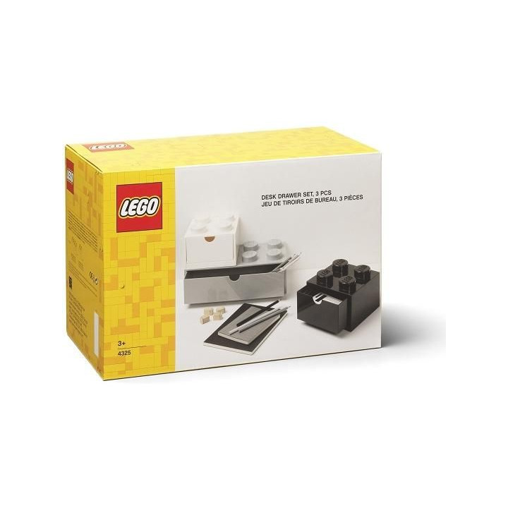 LEGO stolní box se zásuvkou Multi-Pack 3ks, černá/bílá/šedá