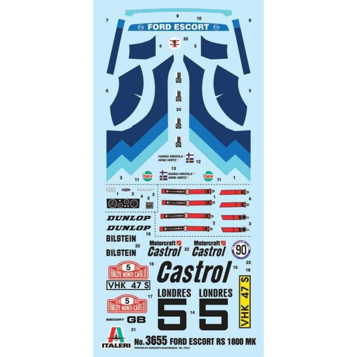 Model Kit auto 3655 - FORD ESCORT RS1800 Mk. II (1:24)