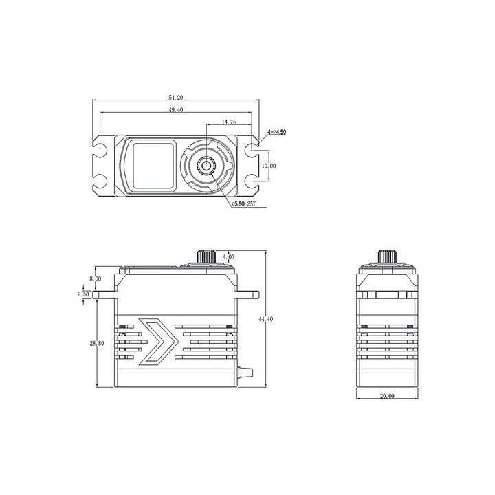 BH922S SSR HiVOLT BRUSHLESS Digital servo (22 kg-0,055s/60°)