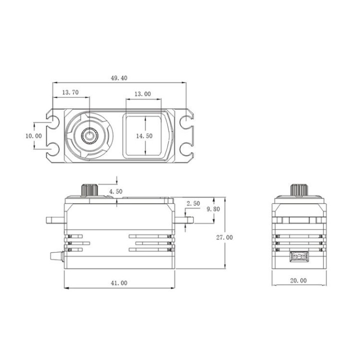 CH712S SSR HiVOLT CORELESS Digital servo LOW PROFILE (12,6 kg-0,049s/60°)