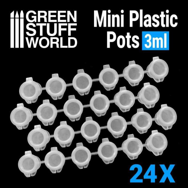 24x Mini Plastic Pots 3ml / 24x mini plastové nádobky 3 ml