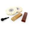 Sada na leštění plastů Policraft lešticí sada DIY, obsahuje kotouč 100mm tvrdý, kotouč 100mm měkký, upínací stopku, hnědou tyčinku pro hrubý úběr a tyčinku se směsí pro vysoký lesk. Vytvářejte profesionální povrchovou úpravu povrchů různých typů plastu, laminátu, bakelitu apod., s touto sadou.