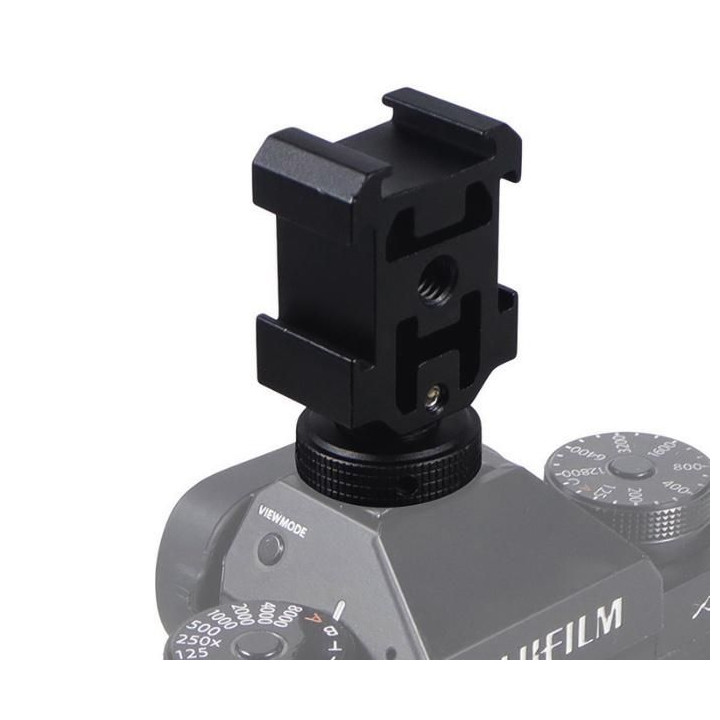 Triple Cold Shoe Adapter with 1/4inch Screw