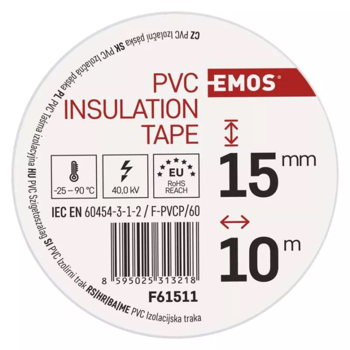 Izolačná páska PVC 15mm / 10m biela