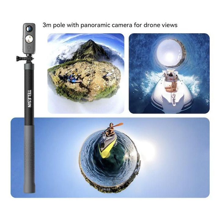 Prodlužující selfie tyč na kameru Insta360 X3 / X2 / One RS (3m)