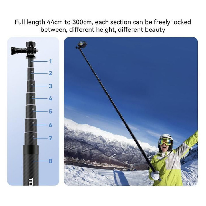 Prodlužující selfie tyč na kameru Insta360 X3 / X2 / One RS (3m)
