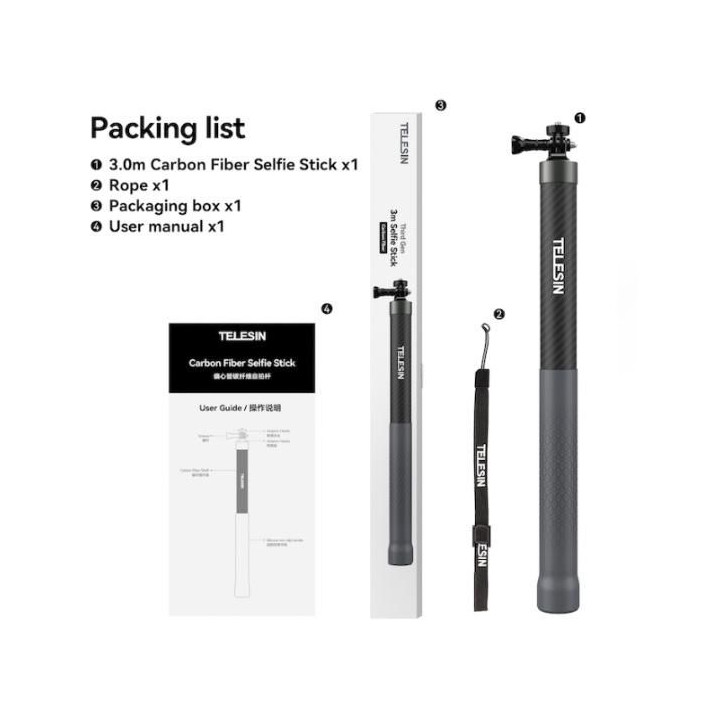 Prodlužující selfie tyč na kameru Insta360 X3 / X2 / One RS (3m)