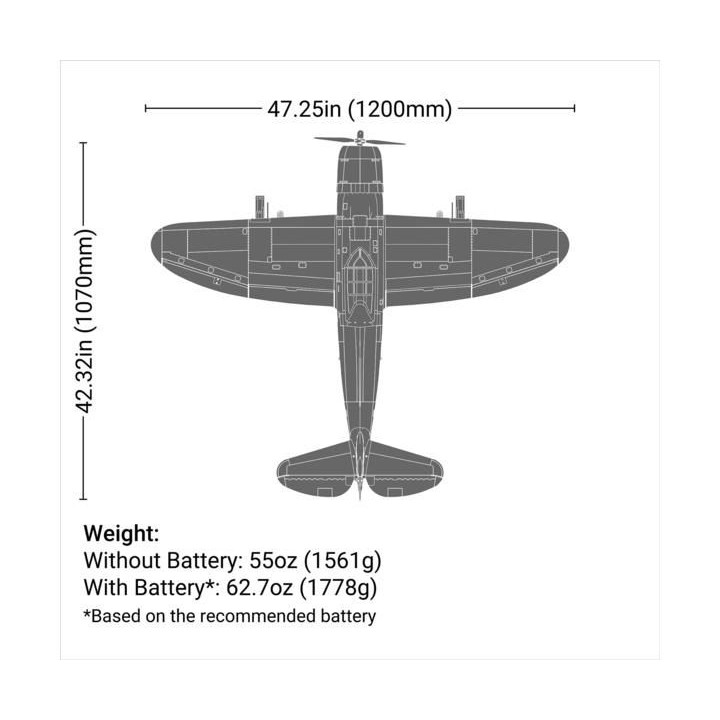 E-flite P-47 Razorback 1.2m SAFE Select BNF Basic