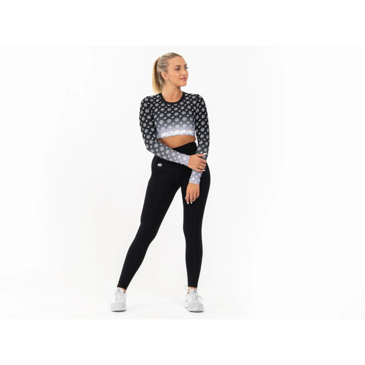 Dámsky Crop Top dlhý rukáv BLACK