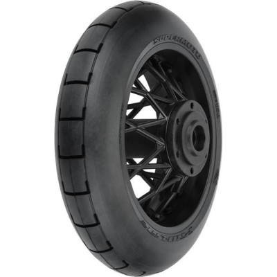 Pro-Line kolo s pneu 1:4 Supermoto zadní, disk černý: PM-MX