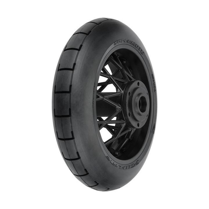 Pro-Line kolo s pneu 1:4 Supermoto zadní, disk černý: PM-MX