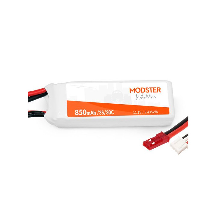 LiPo Pack 3S 11.1V 850 mAh 30C (JST) MODSTER WhiteLine