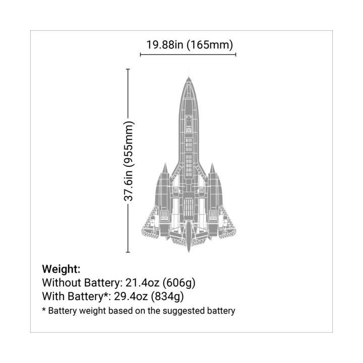 E-flite SR-71 Blackbird 0.96m AS3X SAFE Select BNF Basic